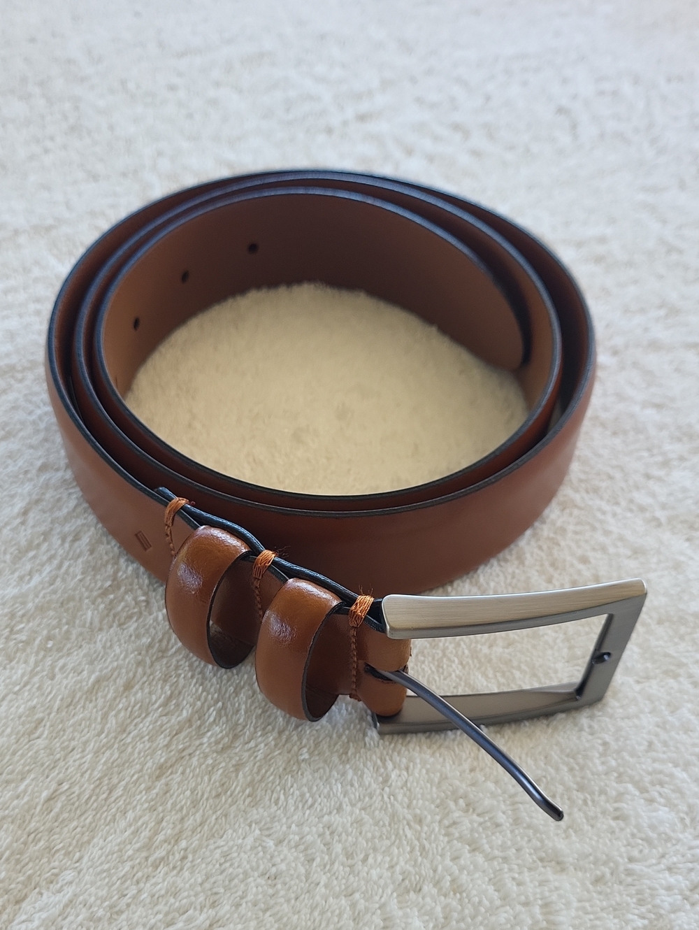 Men's Joseph Abbound Tan Leather Dress Belt with Brushed Metal Buckle